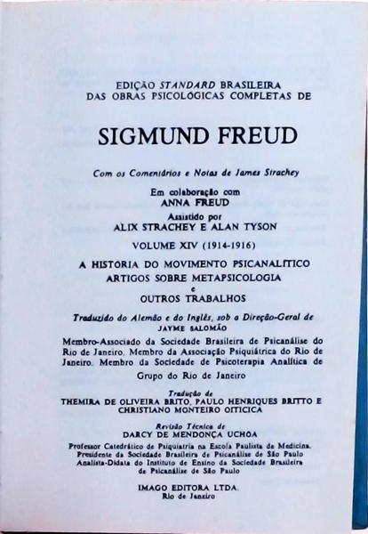 Edição Standard Das Obras Completas De Sigmund Freud: A História Do Movimento Psicanalítico, Artigos