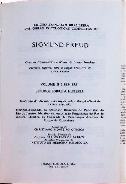 Edição Standard Brasileira Das Obras Psicológicas Completas De Sigmund Freud: Estudos Sobre A Hister
