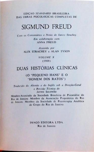 Edição Standard Brasileira Das Obras Psicológicas Completas De Sigmund Freud: Duas Histórias Clínica