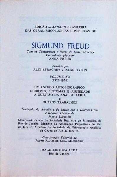 Edição Standard Brasileira Das Obras Psicológicas Completas De Sigmund Freud: Um Estudo Autobiográfi