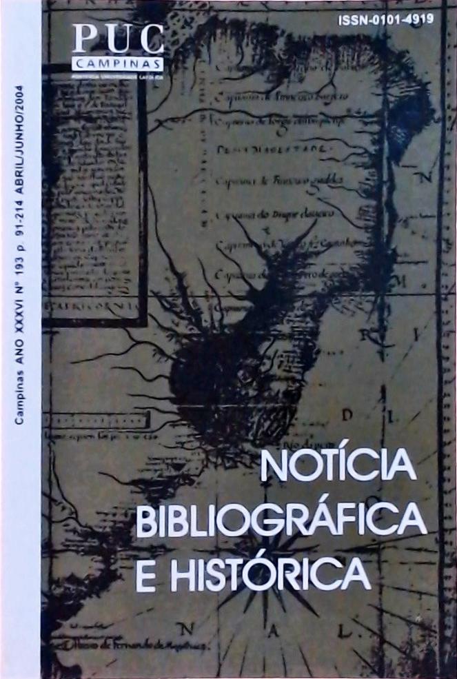 Notícia Bibliográfica e Histórica (Ano XXXVI, Nº 193)