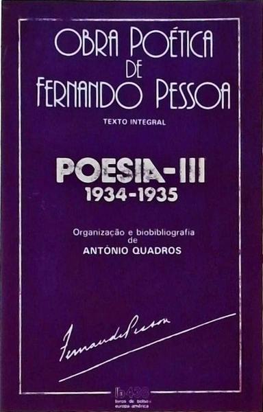 Obra Poética De Fernando Pessoa: Poesia 1934-1935 Vol 3