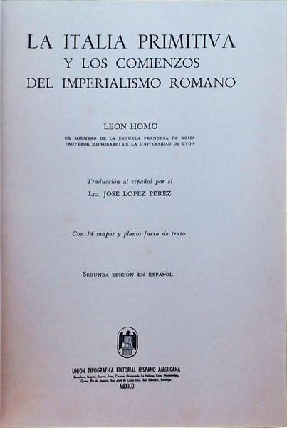 La Italia Primitiva Y Los Comienzos Del Imperialismo Romano