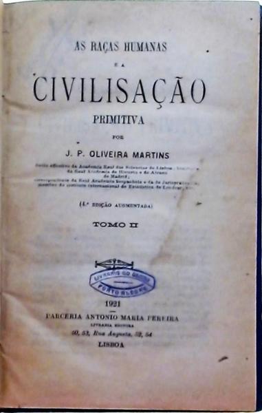 As Raças Humanas E A Civilização Primitiva Vol 2