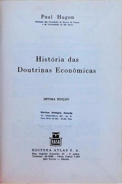 História Das Doutrinas Econômicas
