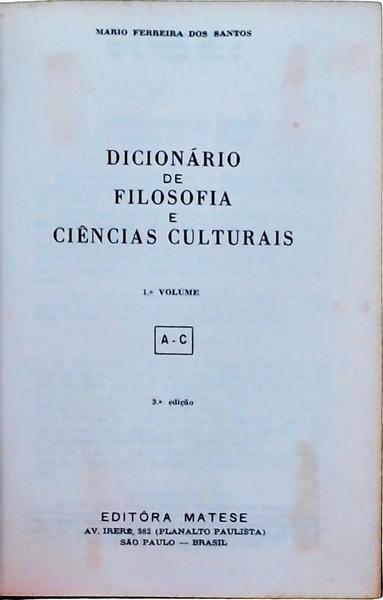 Dicionário De Filosofia E Ciências Culturais - 4 Volumes