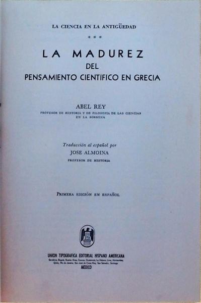 La Madurez Del Pensamiento Científico En Grecia