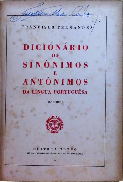 Dicionário De Sinônimos E Antônimos Da Língua Portuguesa