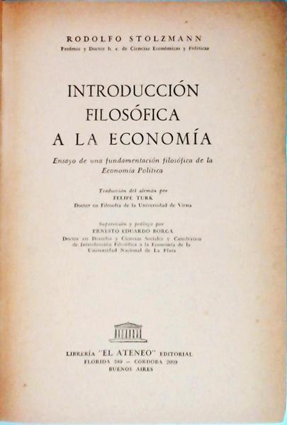 Introducción Filosófica A La Economía