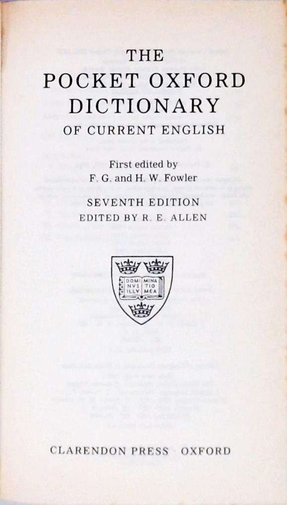 The Pocket Oxford Dictionary of Current English