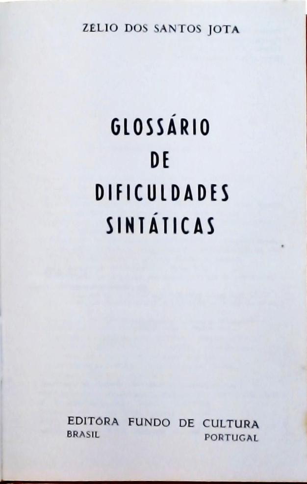 Glossário de Dificuldades Sintáticas