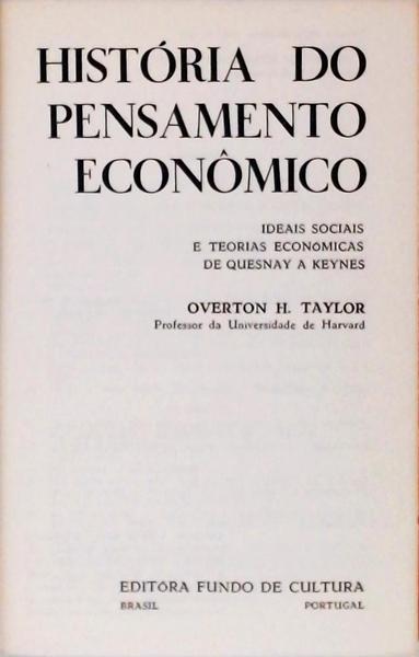 História Do Pensamento Econômico - 2 Volumes