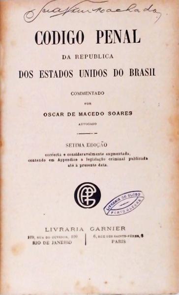 Codigo Penal Da Republica Dos Estados Unidos Do Brasil