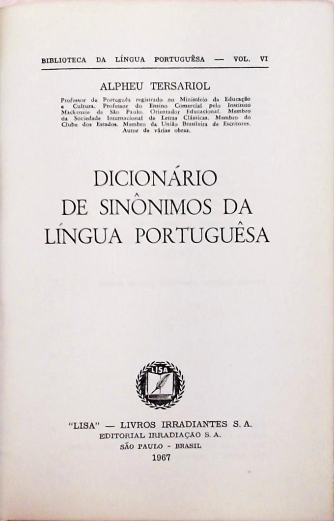 Dicionário de Sinônimos da Língua Portuguesa