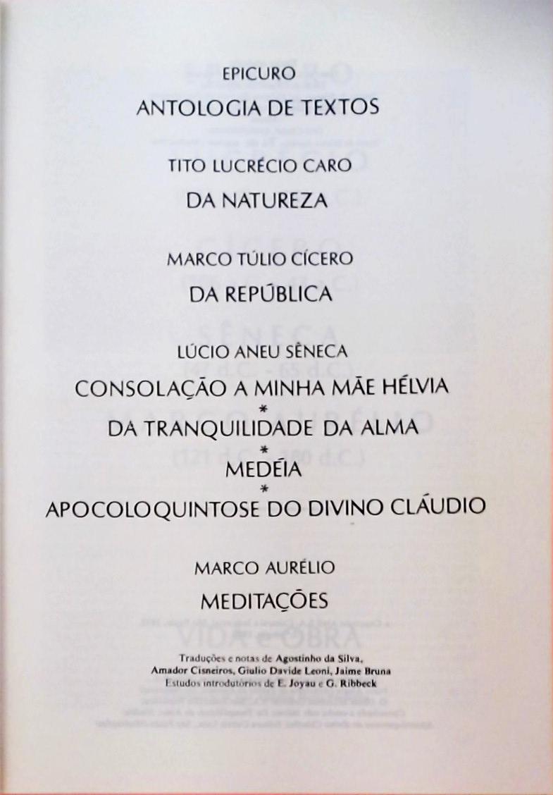 Os Pensadores - Epicuro, Lucrécio, Cícero, Sêneca, Marco Aurélio