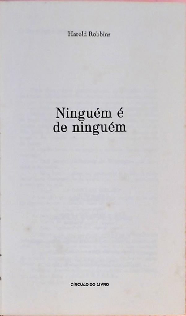 Ninguém é de Ninguém