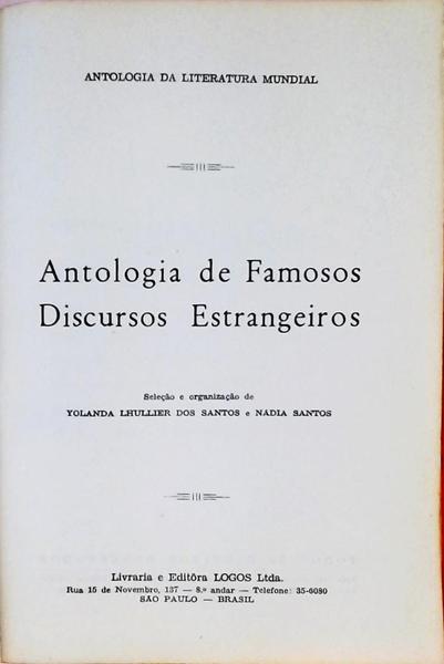 Antologia De Famosos Discursos Estrangeiros