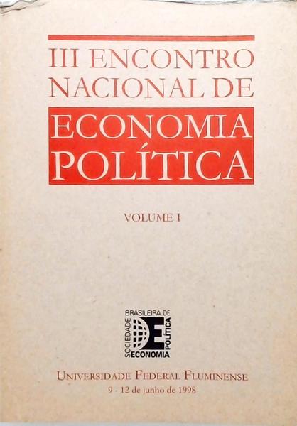 3 Encontro Nacional De Economia Política - 1998 - 2 Volumes