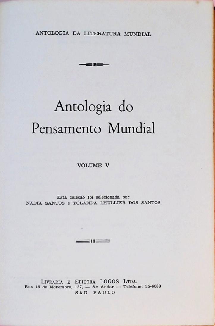 Antologia do Pensamento Mundial - Volume 5