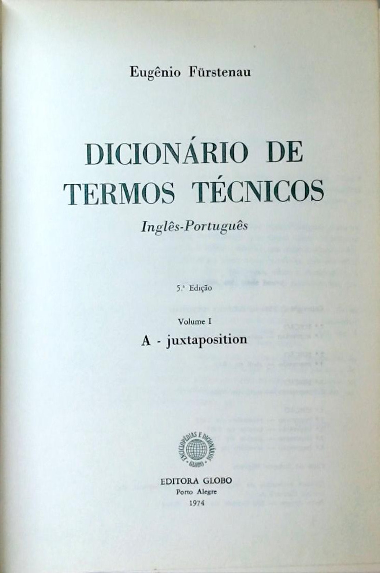 Dicionário de Termos Técnicos Inglês-Português - Em 2 Volumes