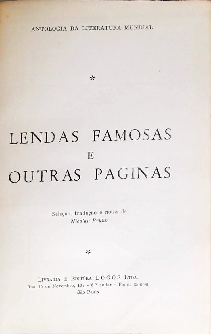 Lendas Famosas E Outras Paginas