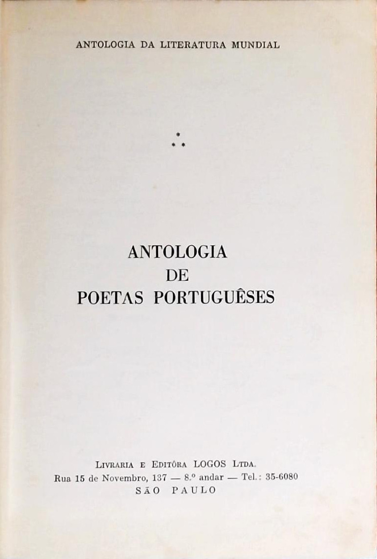 Antologia De Poetas Portuguêses