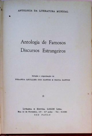 Antologia De Famosos Discursos Estrangeiros