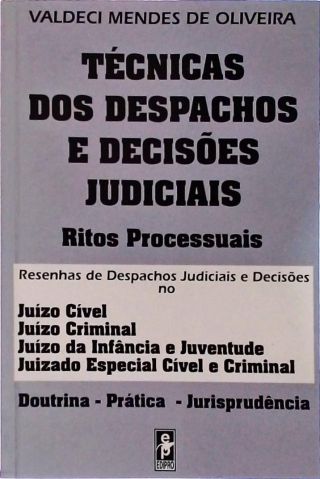 Técnicas Dos Despachos E Decisões Judiciais - Ritos Processuais