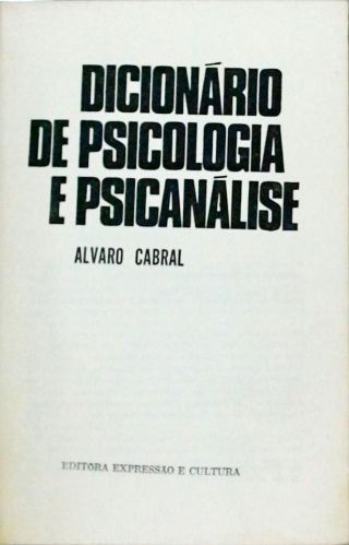Dicionário De Psicologia E Psicanálise