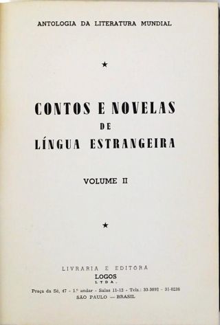 Contos e Novelas de Língua Estrangeira - volume 2