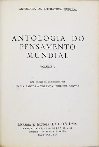 Antologia do Pensamento Mundial - Vol. V