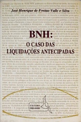 BNH - O Caso das Liquidações Antecipadas