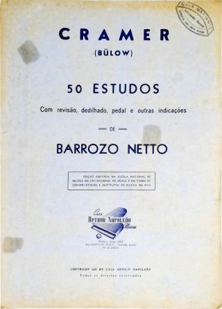 Cramer - 50 Estudos Com Revisão, Dedilhado, Pedal E Outras Indicações
