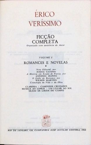Erico Verissimo Ficção Completa - Vol. 1