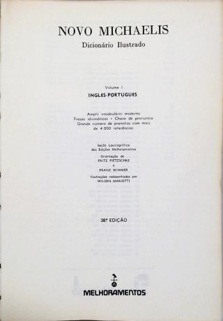Nôvo Dicionário Michaelis Ilustrado Inglês Português - Vol 1