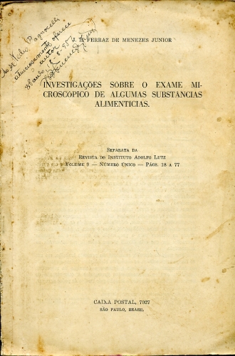 Investigações Sobre o Exame Microscópico de Algumas Substâncias Alimentícias