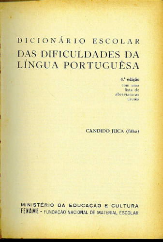 Dicionário Escolar das Dificuldades da Língua Portuguêsa