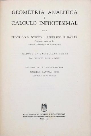 Geometria Analitica y Calculo Infinitesimal