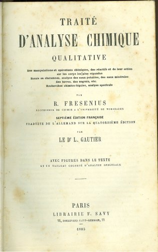 Traite d Analyse Chimique Qualitative (Tratado de Análise Química Qualitativa)