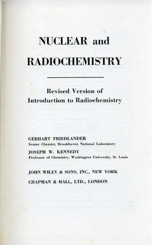 Nuclear and Radiochemistry