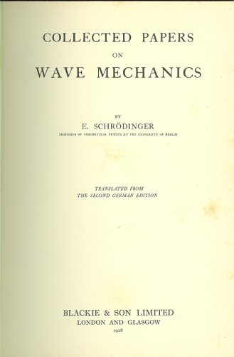 Collected Papers on Wave Mechanics