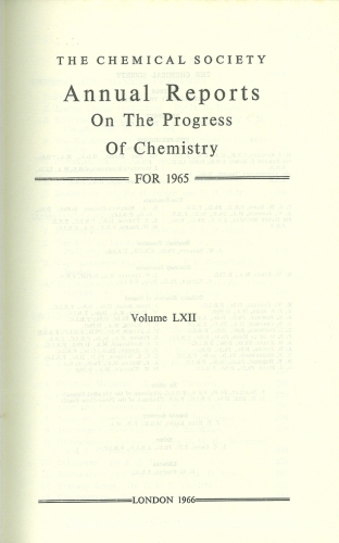 Annual Reports on the Progress of Chemistry - 1965 (Volume LXII)
