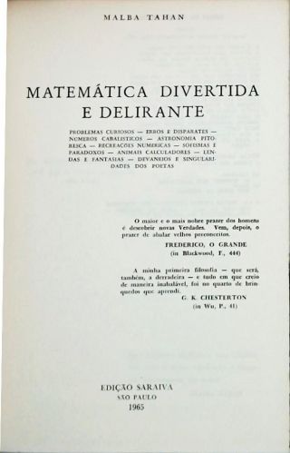 Matemática Divertida E Delirante