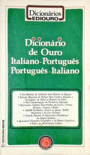 Dicionário De Ouro Italiano-português, Portugues-Italiano