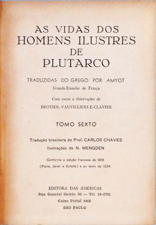 As Vidas dos Homens Ilustres de Plutarco - Em 15 Volumes