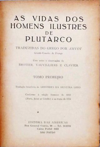 As Vidas dos Homens Ilustres de Plutarco - Em 15 Volumes