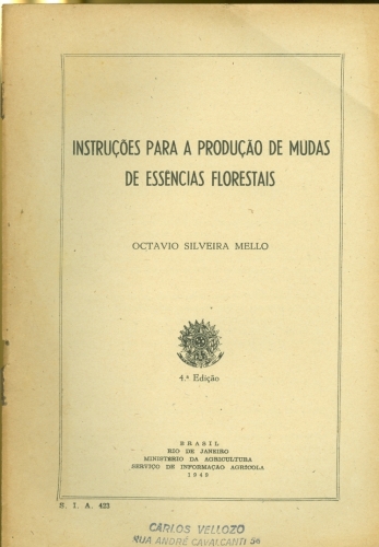 Instruções para a Produção de Mudas de Essências Florestais