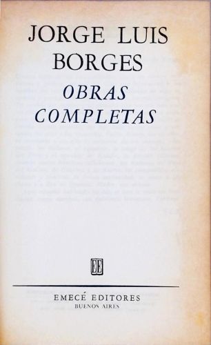 Obras Completas De Jorge Luis Borges