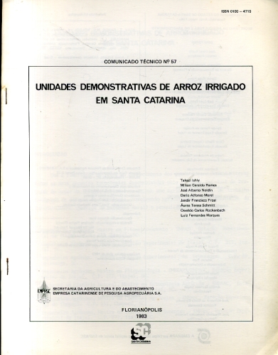 Unidades Demonstrativas de Arroz Irrigado em Santa Catarina