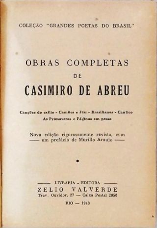 Obras Completas de Casimiro de Abreu